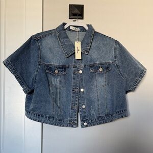 Cropped Short Sleeved Denim Jean Jacket